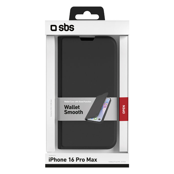 Etui do iPhone 16 Pro Max, Book Wallet Smooth, Czarny, Black, SBS