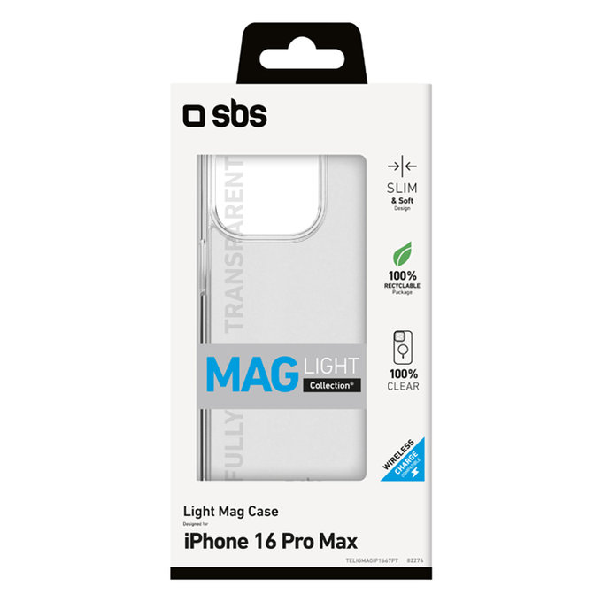 Etui z MagSafe do iPhone 16 Pro Max, Light Mag, Przezroczysty, Transparent, SBS