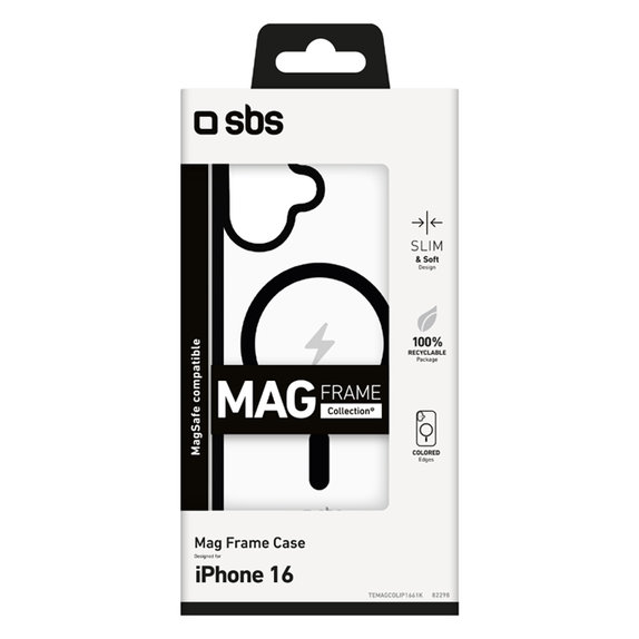 Etui z MagSafe do iPhone 16, Mag Frame, Czarny, Black, SBS