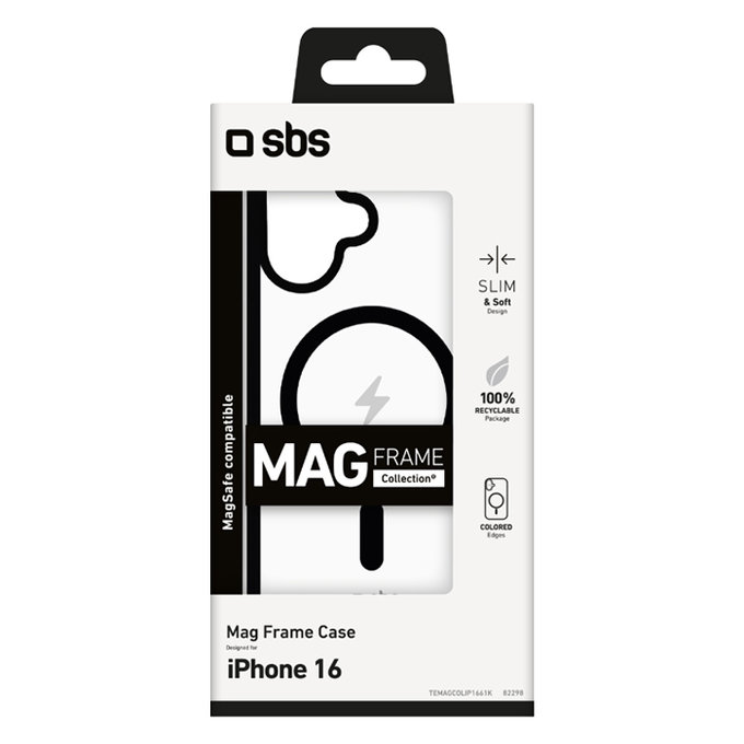 Etui z MagSafe do iPhone 16, Mag Frame, Czarny, Black, SBS