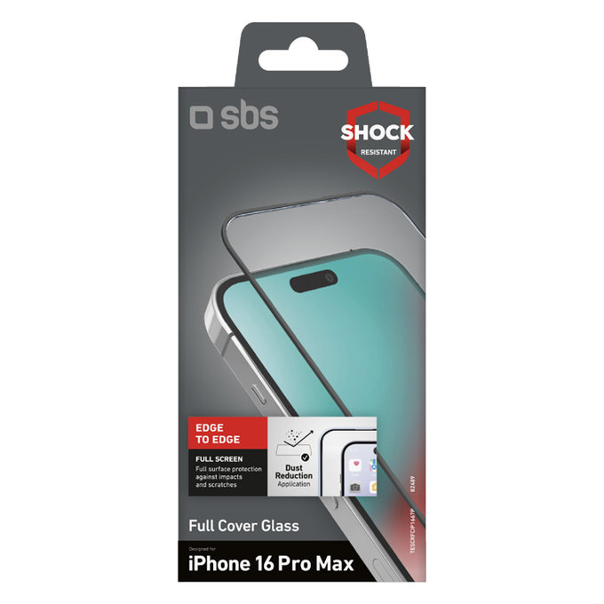 Szkło hartowane do iPhone 16 Pro Max, Czarny, Black, Full Cover, SBS