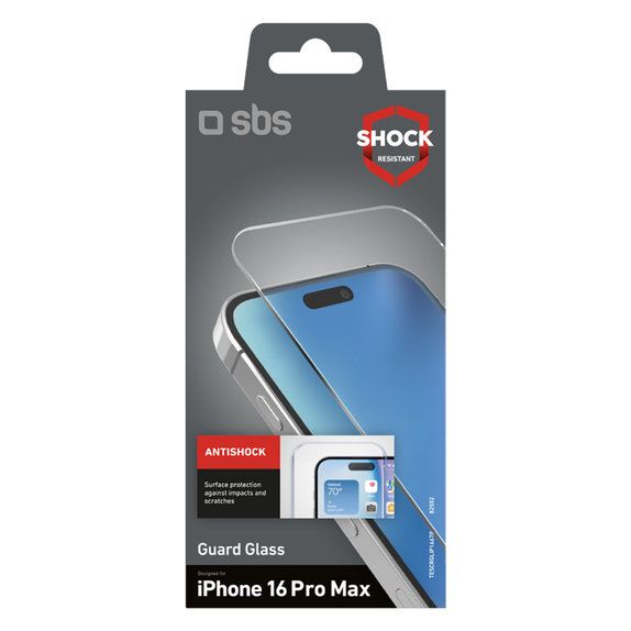 Szkło hartowane do iPhone 16 Pro Max, Przezroczysty, Transparent, Guard Glass, SBS