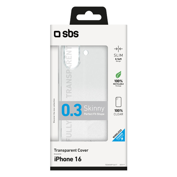 Etui do iPhone 16, Skinny, Przezroczysty, Transparent, SBS