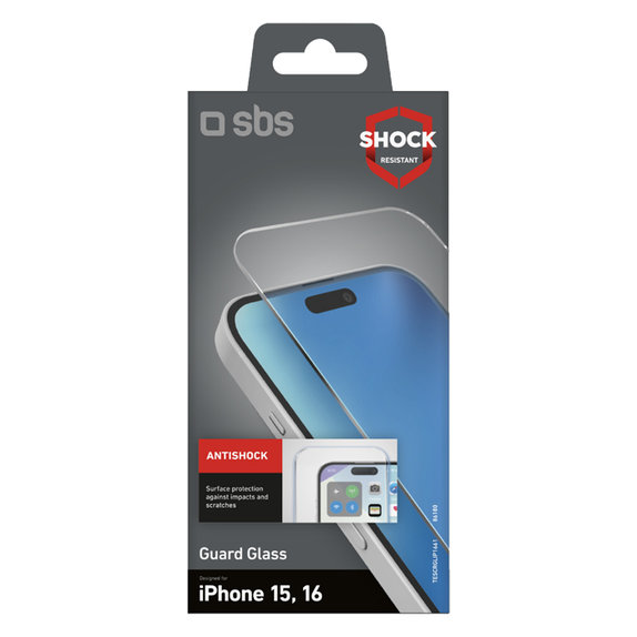 Szkło hartowane do iPhone 16, Guard Glass, Przezroczysty, Transparent, SBS