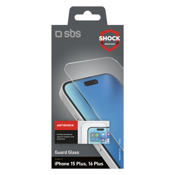 Szkło hartowane do iPhone 16 Plus, Guard Glass, Przezroczysty, Transparent, SBS