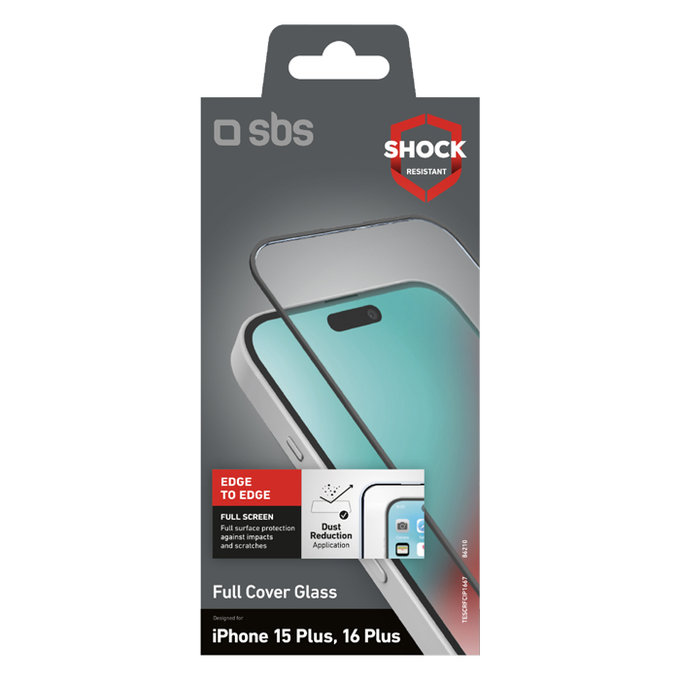 Szkło hartowane do iPhone 16 Plus, Czarny, Black, Full Cover, SBS