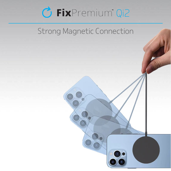 Ładowarka MagSafe z Qi2, Szybkie ładowanie, Silne magnetyczne połączenie, Czarna, FixPremium