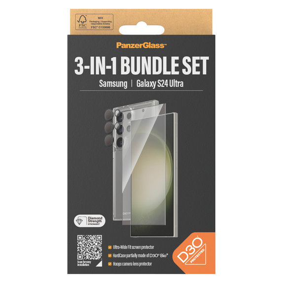 Bundle Hoops + Szkło hartowane UWF + Hard Case D3O do Samsung Galaxy S24 Ultra, PanzerGlass