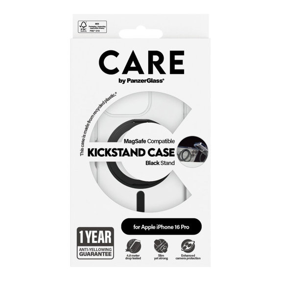 Etui Kickstand z MagSafe do iPhone 16 Pro, Czarne, CARE
