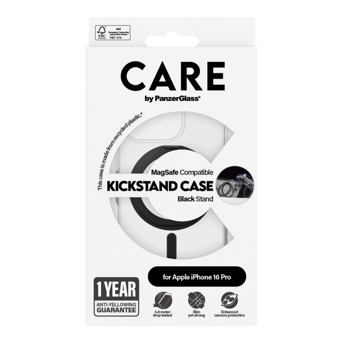 Etui Kickstand z MagSafe do iPhone 16 Pro, Czarne, CARE