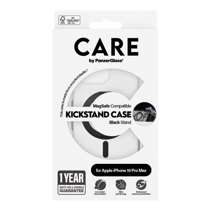 Etui Kickstand z MagSafe do iPhone 16 Pro Max, Czarne, CARE