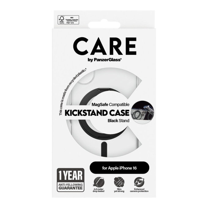 Etui Kickstand z MagSafe do iPhone 16, Czarne, CARE