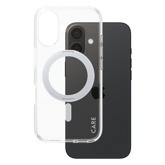 Etui Kickstand z MagSafe do iPhone 16, Srebrne, CARE