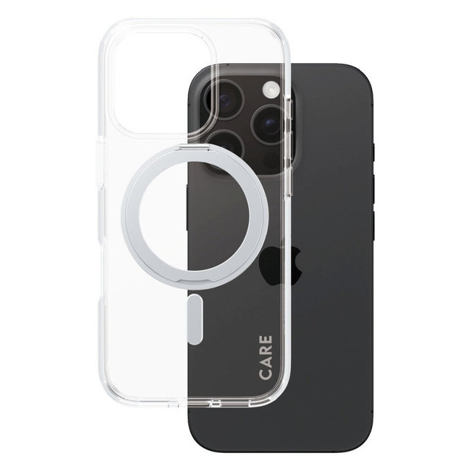 Etui Kickstand z MagSafe do iPhone 16 Pro, Srebrne, CARE