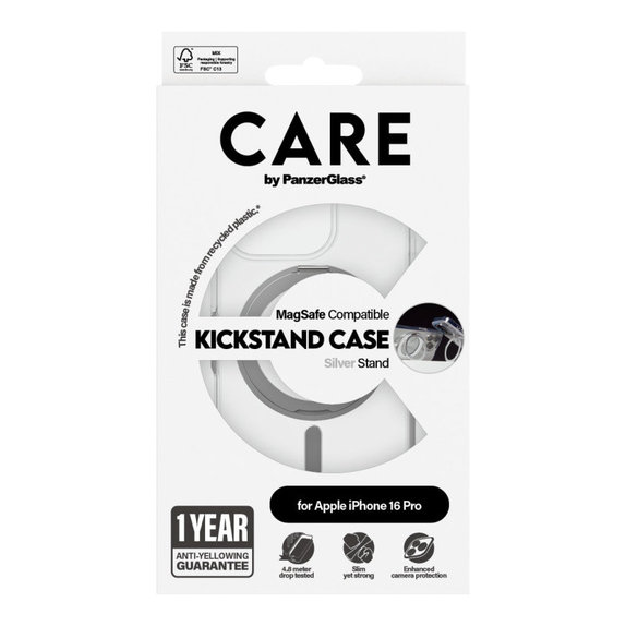 Etui Kickstand z MagSafe do iPhone 16 Pro, Srebrne, CARE