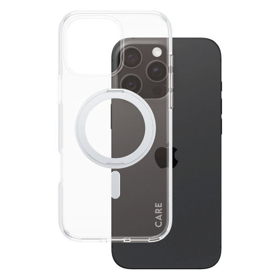 Etui Kickstand z MagSafe do iPhone 16 Pro Max, Srebrne, CARE