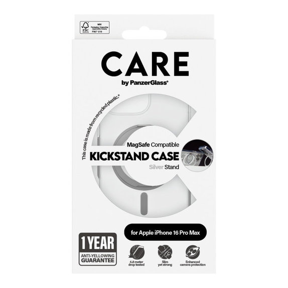 Etui Kickstand z MagSafe do iPhone 16 Pro Max, Srebrne, CARE