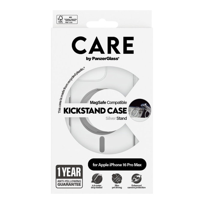 Etui Kickstand z MagSafe do iPhone 16 Pro Max, Srebrne, CARE