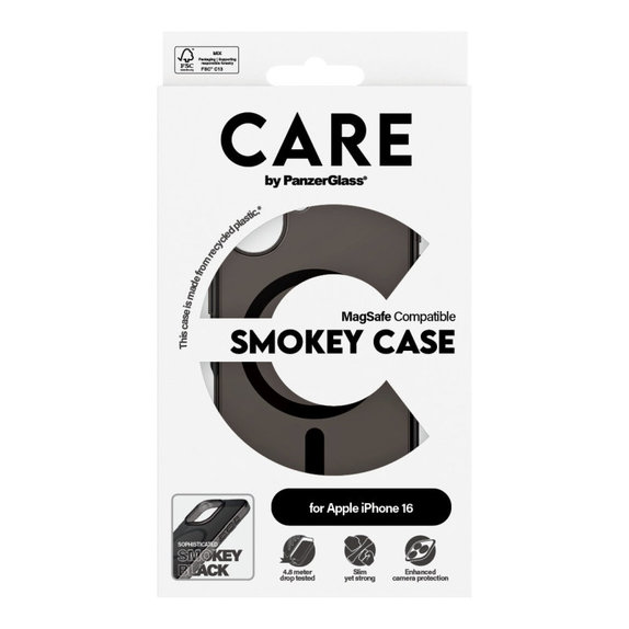 Etui Smokey z MagSafe do iPhone 16, Czarne, CARE