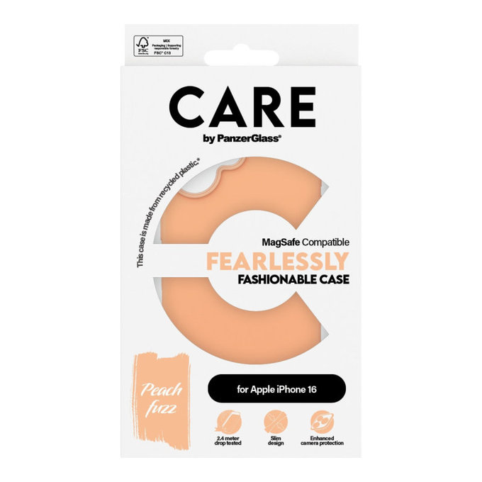 Etui Fearlessly z MagSafe do iPhone 16, Peachy, CARE