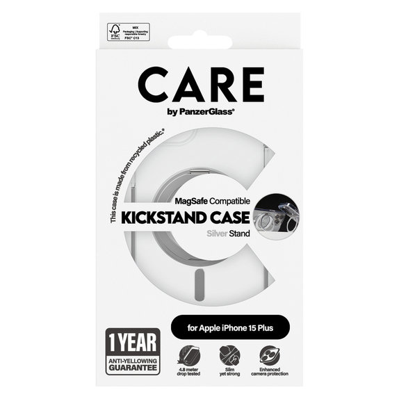 Etui Kickstand z MagSAFE by PanzerGlass do iPhone 15 Pro Max, Srebrne, PanzerGlass