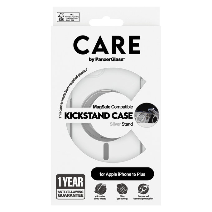 Etui Kickstand z MagSAFE by PanzerGlass do iPhone 15 Pro Max, Srebrne, PanzerGlass