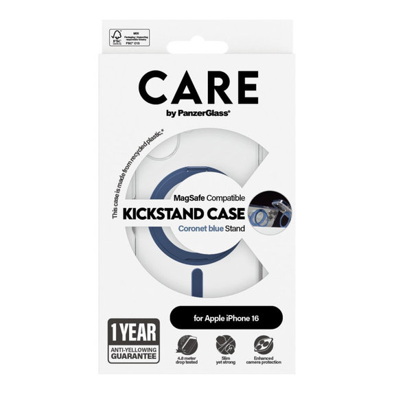 Etui Kickstand z MagSafe do iPhone 16, Niebieskie, CARE