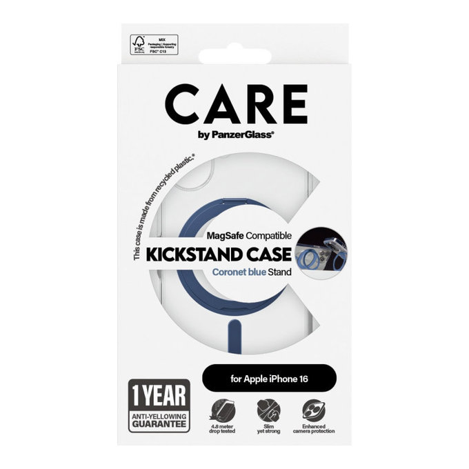 Etui Kickstand z MagSafe do iPhone 16, Niebieskie, CARE