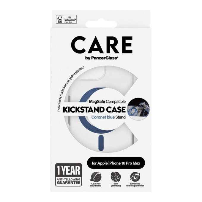 Etui Kickstand z MagSafe do iPhone 16 Pro Max, Niebieskie, CARE