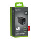 Adapter podróżny LCD USB-C, GaN, 45 W PD, czarny, SBS