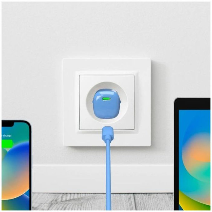 Ladowarka MiniPro USB-C, GaN, 20W, blue lagon, PURO