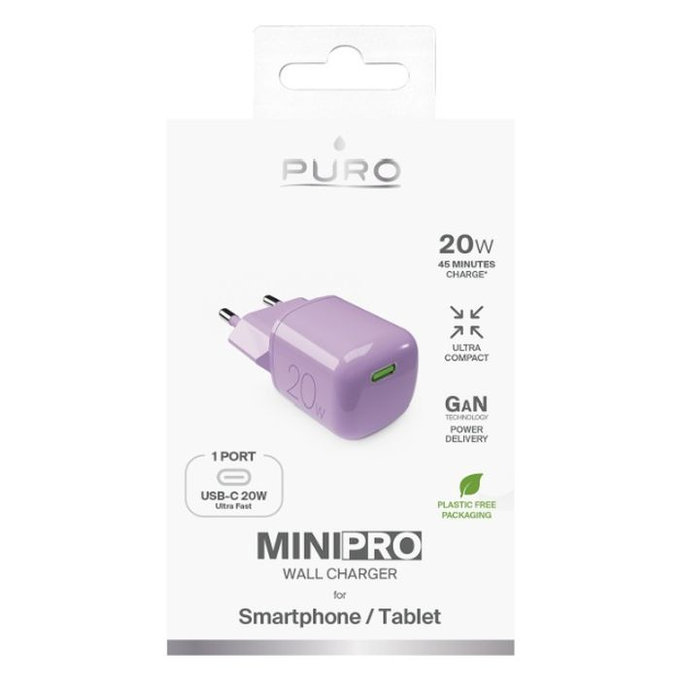 Ladowarka MiniPro USB-C, GaN, 20W, coraltastic, PURO