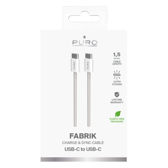 Kabel USB-C / USB-C, 60W, Fabrik FABK4, 1,5 m, Sandshell, PURO