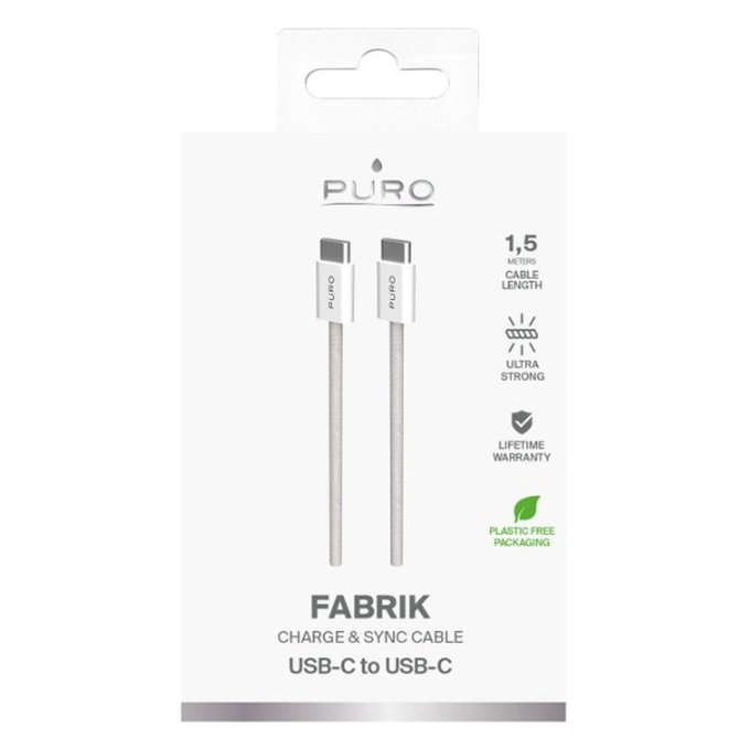 Kabel USB-C / USB-C, 60W, Fabrik FABK4, 1,5 m, Sandshell, PURO