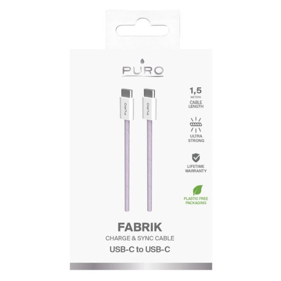 Kabel USB-C / USB-C, 60W, Fabrik FABK4, 1,5 m, coraltastic, PURO