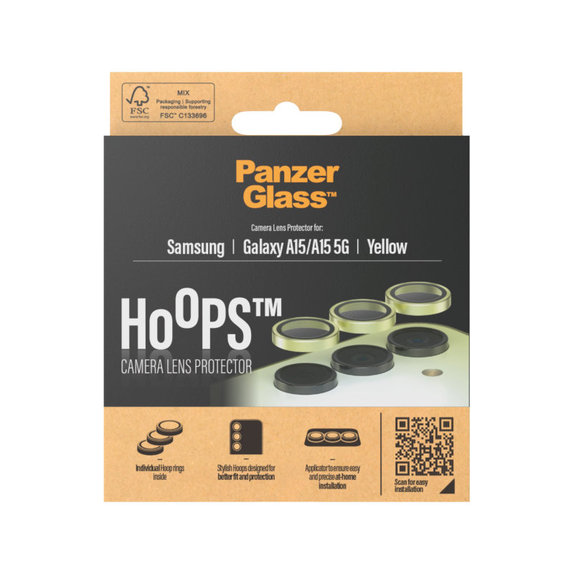 Osłona obiektywu aparatu Hoops do Samsung A15/A15 5G, Żółte, PanzerGlass