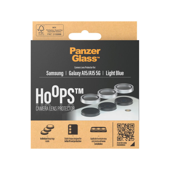 Osłona obiektywu aparatu Hoops do Samsung A15/A15 5G, Jasnoniebieskie, PanzerGlass