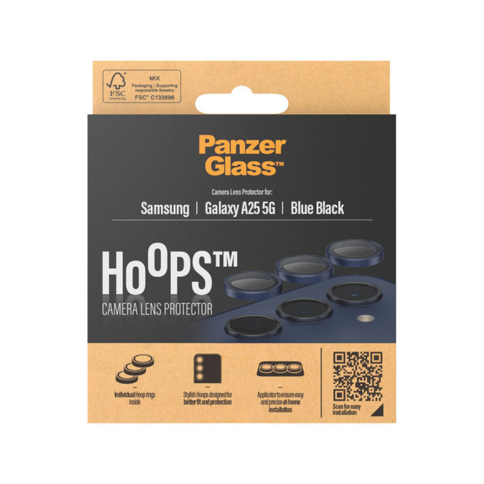 Osłona obiektywu aparatu Hoops do Samsung A25 5G, Niebieskie/Czarne, PanzerGlass