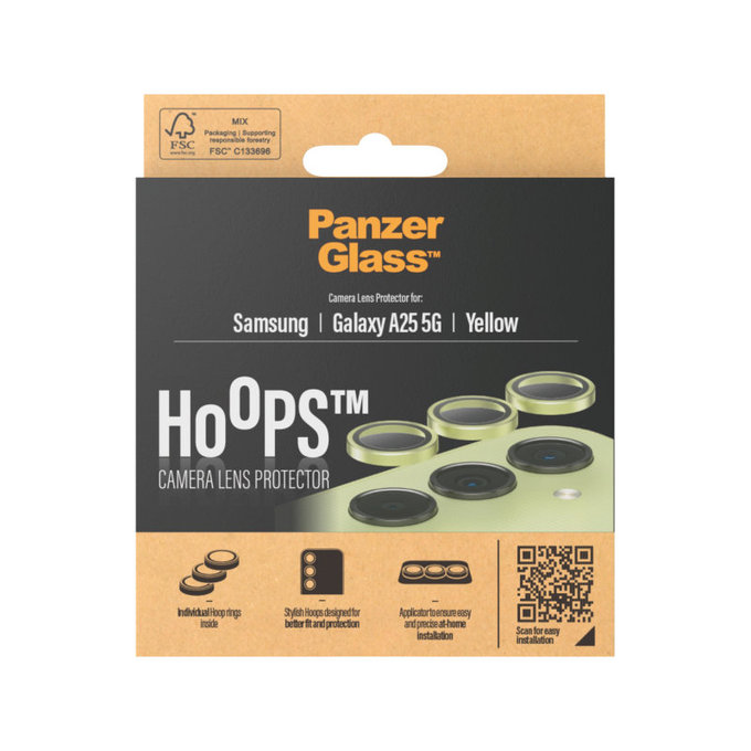 Osłona obiektywu aparatu Hoops do Samsung A25 5G, Żółte, PanzerGlass