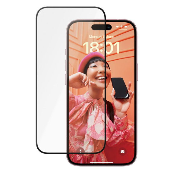 Szkło hartowane UWF Ceramic z aplikatorem do iPhone 15, Czarne, PanzerGlass