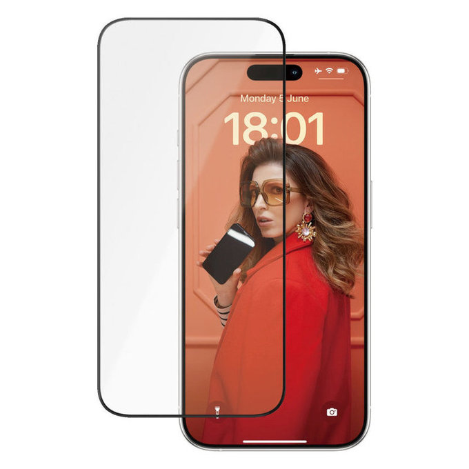 Szkło hartowane UWF Ceramic z aplikatorem do iPhone 15 Pro, Czarne, PanzerGlass
