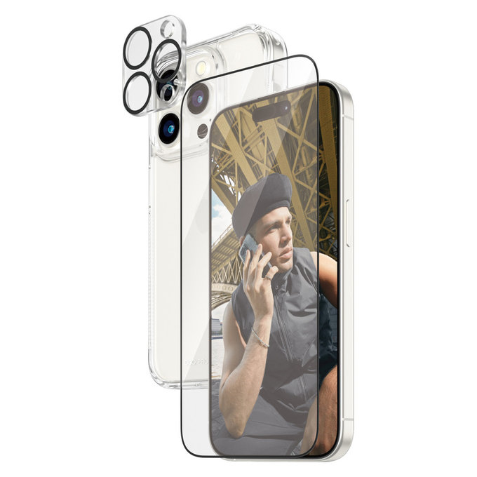 Bundle PicturePerfect + Szkło hartowane UWF + Hard Case D3O do iPhone 15 Pro, PanzerGlass