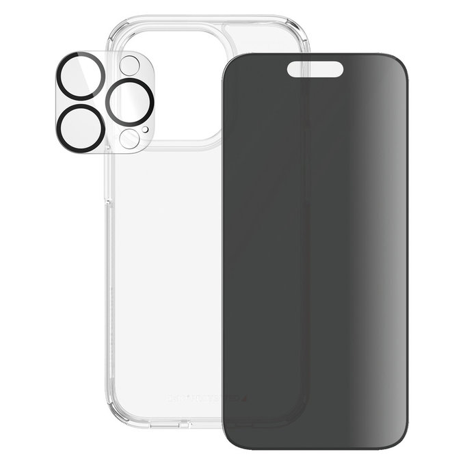Bundle PicturePerfect + Szkło hartowane UWF Privacy + Hard Case D3O do iPhone 15 Pro, PanzerGlass
