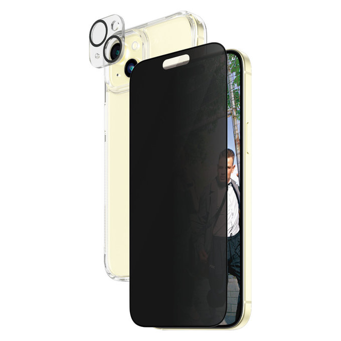 Bundle PicturePerfect + Szkło hartowane UWF Privacy + Hard Case D3O do iPhone 15 Plus, PanzerGlass