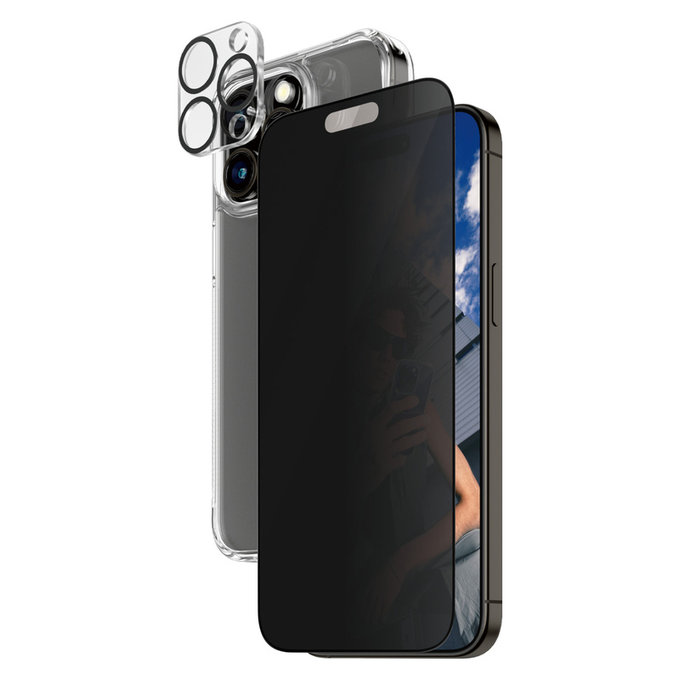 Bundle PicturePerfect + Szkło hartowane UWF Privacy + Hard Case D3O do iPhone 15 Pro Max, PanzerGlass
