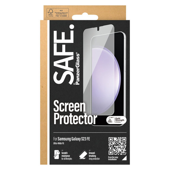 Szkło hartowane UWF do Samsung Galaxy S23 FE, Czarne, SAFE by PanzerGlass