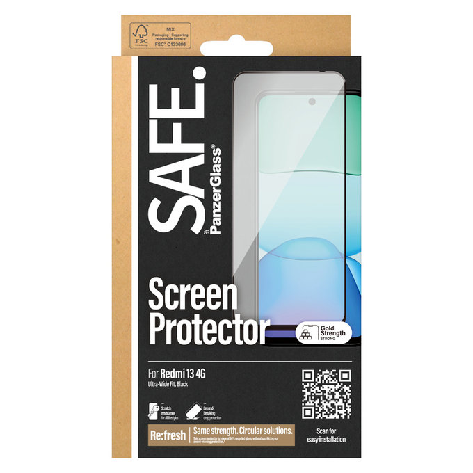Szkło hartowane UWF do Xiaomi Redmi 13 4G, Čierne, SAFE by PanzerGlass