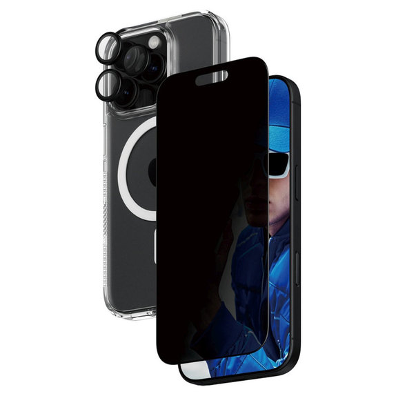 Bundle Hoops + Szkło hartowane UWF Privacy + Hard Case do iPhone 16 Pro, PanzerGlass