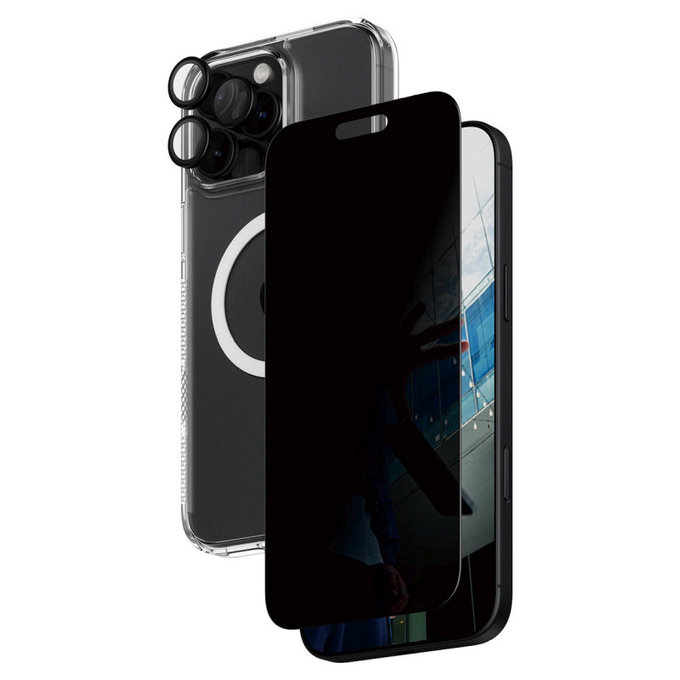 Bundle Hoops + Szkło hartowane UWF Privacy + Hard Case do iPhone 16 Pro Max, PanzerGlass