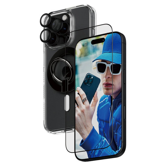 Bundle Hoops + Szkło hartowane UWF + Hard Case + Magnetic Ring Mount do iPhone 16 Pro, PanzerGlass